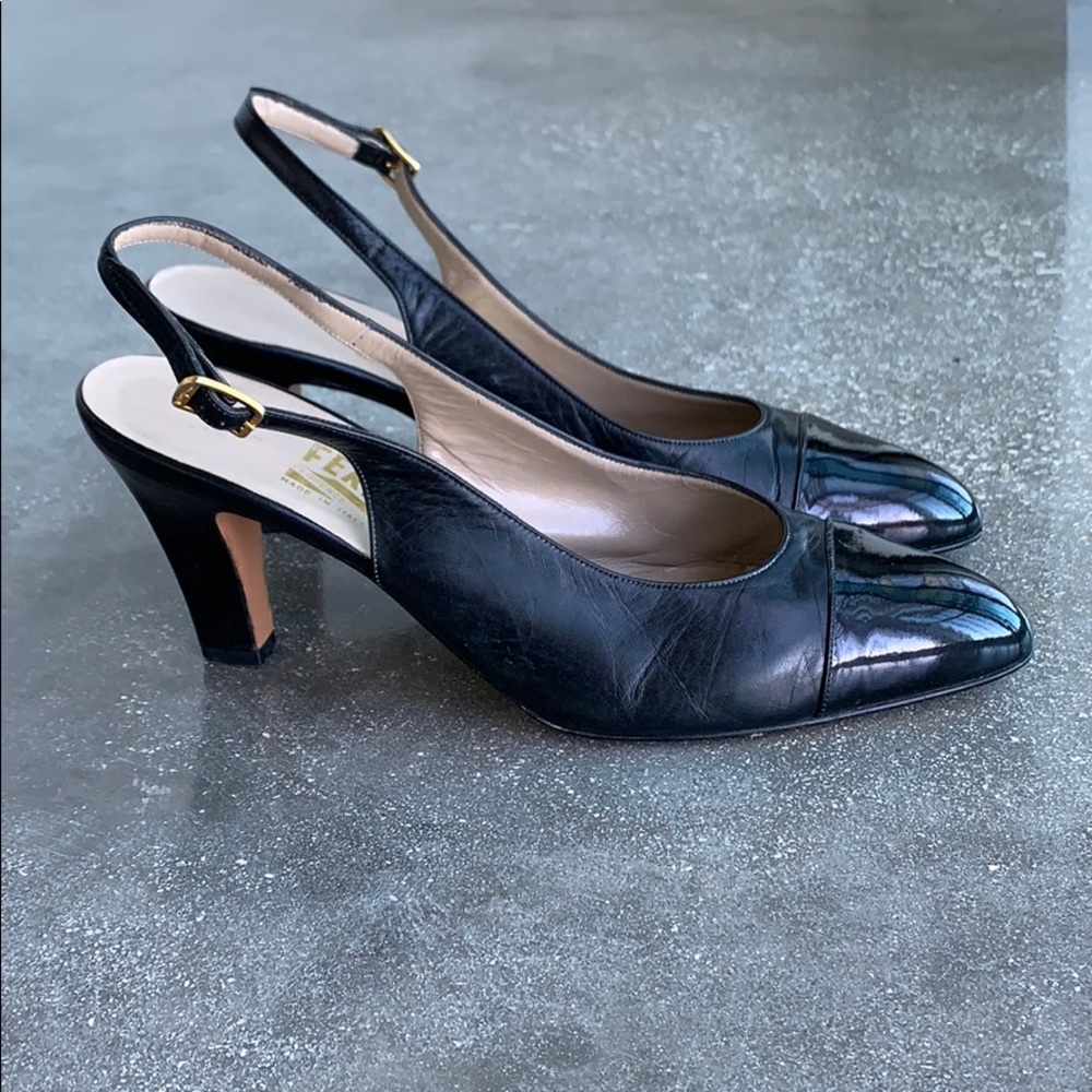Cap Toe Sling Back Pumps - Picture 2 of 8